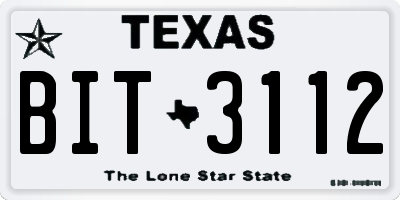 TX license plate BIT3112