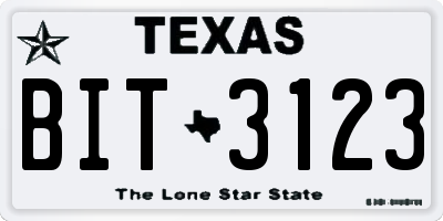 TX license plate BIT3123