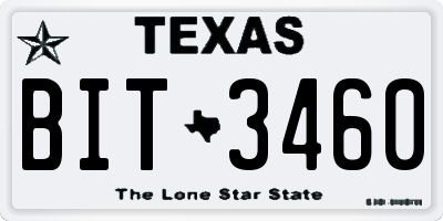 TX license plate BIT3460