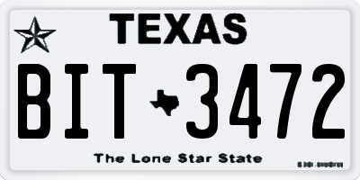 TX license plate BIT3472