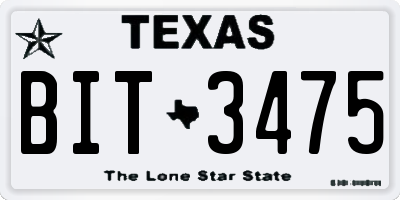 TX license plate BIT3475