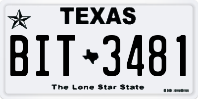 TX license plate BIT3481