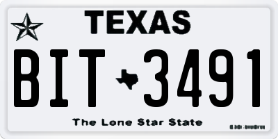 TX license plate BIT3491