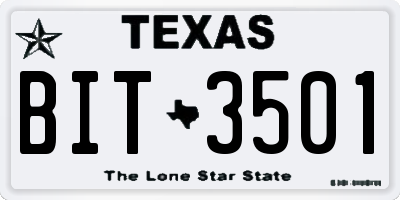 TX license plate BIT3501