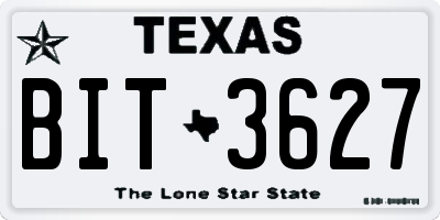 TX license plate BIT3627