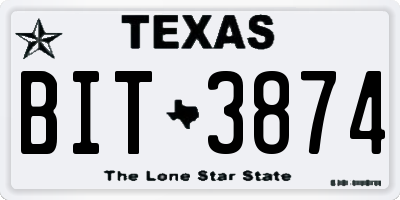 TX license plate BIT3874