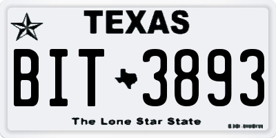 TX license plate BIT3893