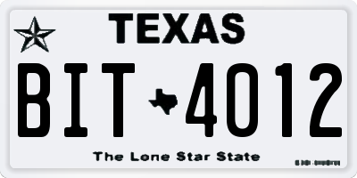 TX license plate BIT4012