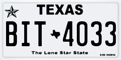 TX license plate BIT4033