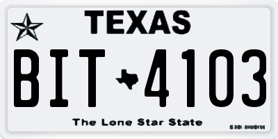 TX license plate BIT4103
