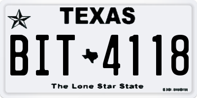 TX license plate BIT4118