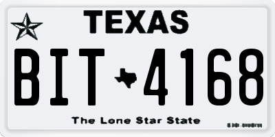 TX license plate BIT4168