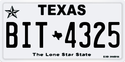 TX license plate BIT4325