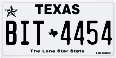 TX license plate BIT4454