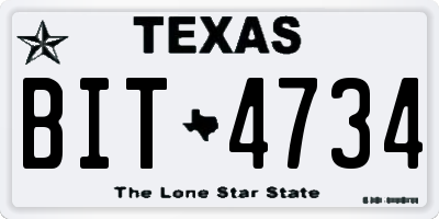 TX license plate BIT4734
