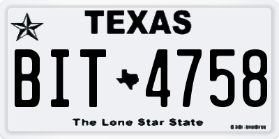 TX license plate BIT4758
