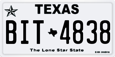 TX license plate BIT4838