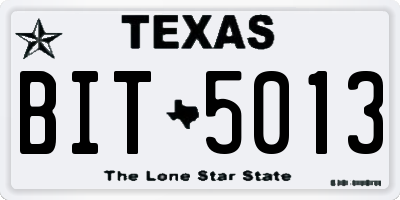 TX license plate BIT5013