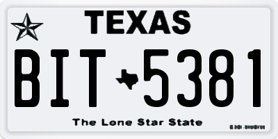 TX license plate BIT5381