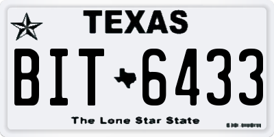 TX license plate BIT6433