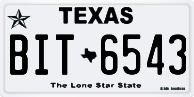 TX license plate BIT6543