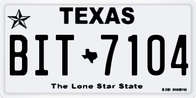 TX license plate BIT7104