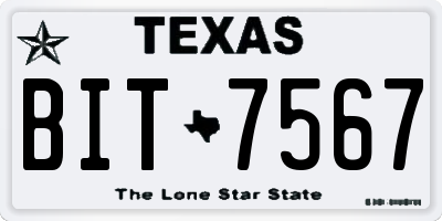TX license plate BIT7567