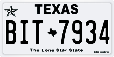 TX license plate BIT7934