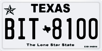 TX license plate BIT8100