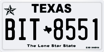 TX license plate BIT8551