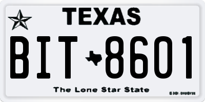TX license plate BIT8601