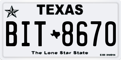 TX license plate BIT8670