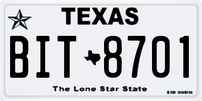 TX license plate BIT8701