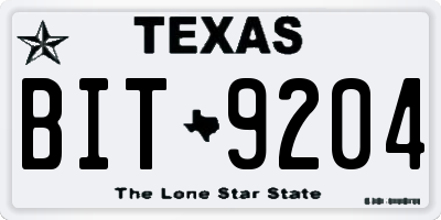 TX license plate BIT9204