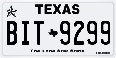 TX license plate BIT9299