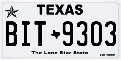 TX license plate BIT9303