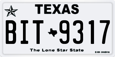 TX license plate BIT9317