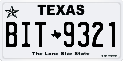 TX license plate BIT9321