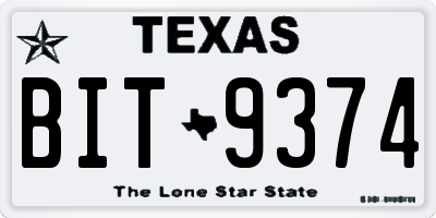 TX license plate BIT9374