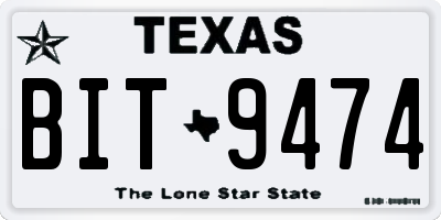 TX license plate BIT9474