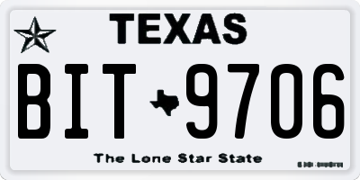 TX license plate BIT9706