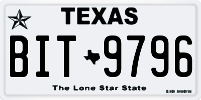 TX license plate BIT9796