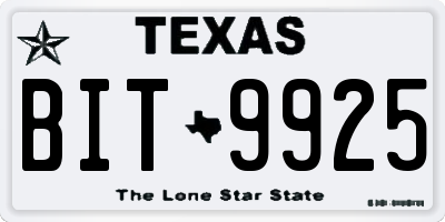 TX license plate BIT9925