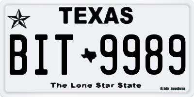 TX license plate BIT9989