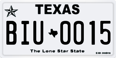 TX license plate BIU0015