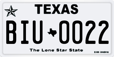 TX license plate BIU0022