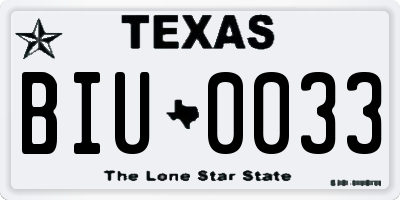 TX license plate BIU0033