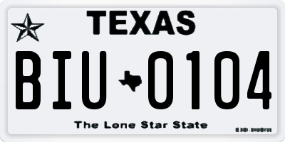 TX license plate BIU0104