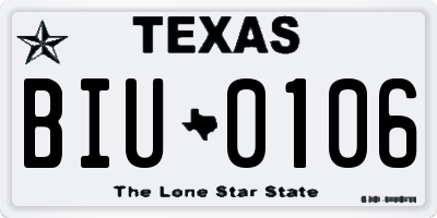 TX license plate BIU0106
