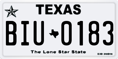 TX license plate BIU0183